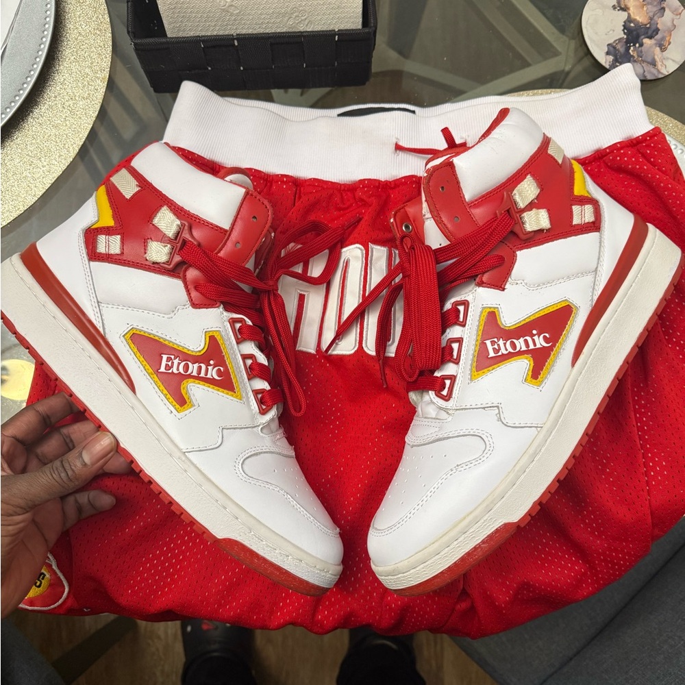 Etonic Red and White High-Top Sneakers